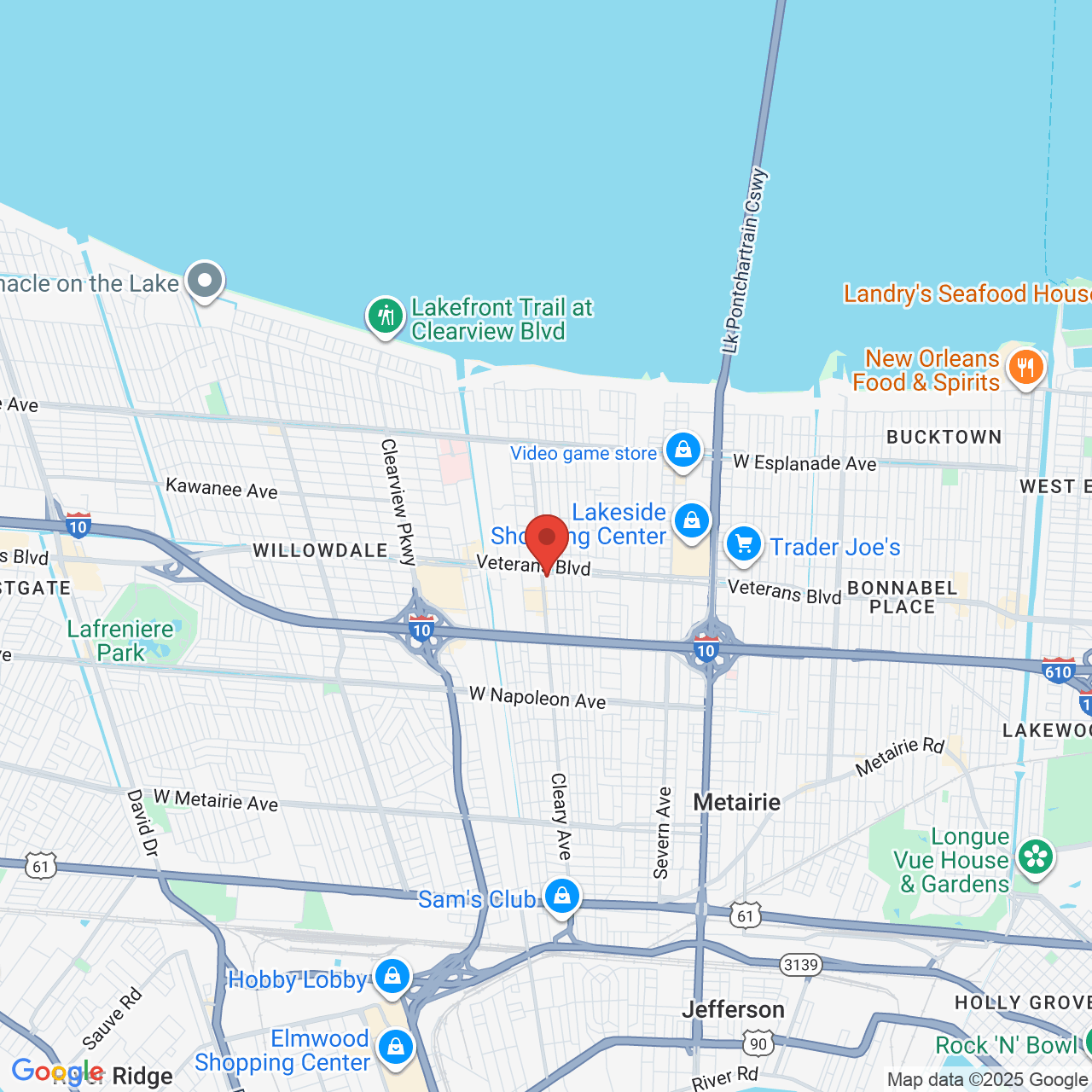Google map image of our location in 3900 Veterans Memorial Blvd Metairie, LA