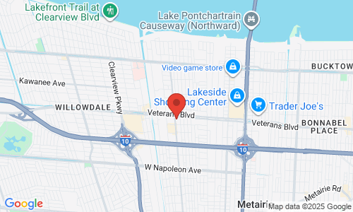 Google map image of our location in 3900 Veterans Memorial Blvd Ste 200 Metairie, LA