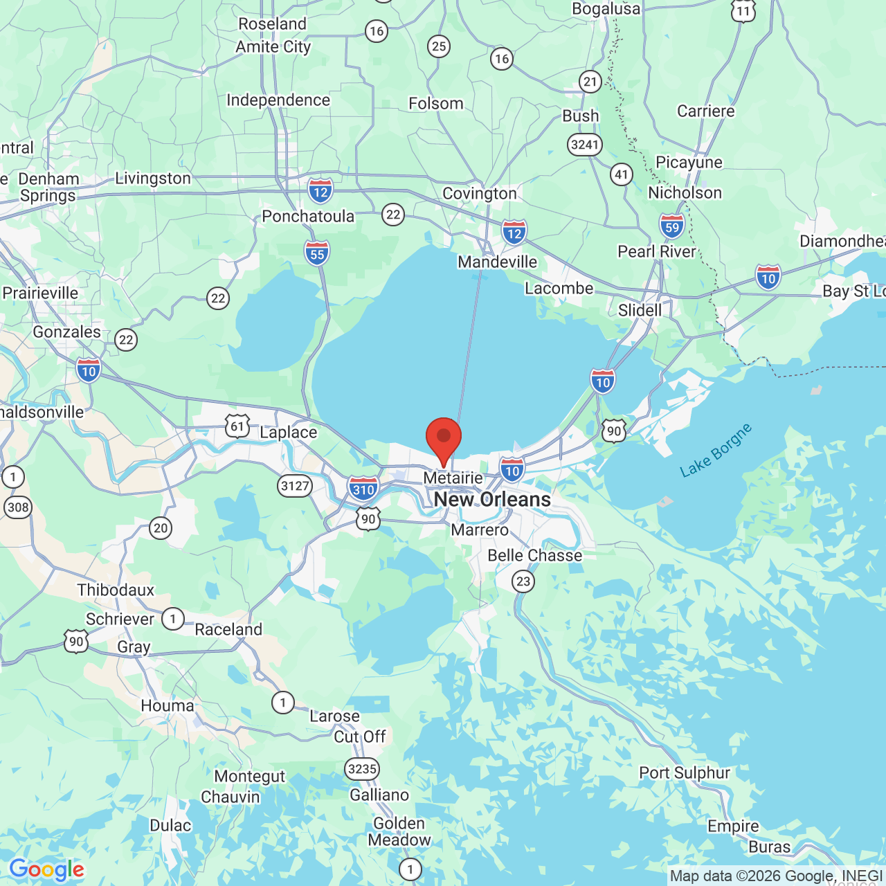 Google map image of our location in 3900 Veterans Memorial Blvd Metairie, LA